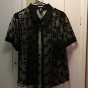 Sheer black planchette button down hot topic goth witch vampire